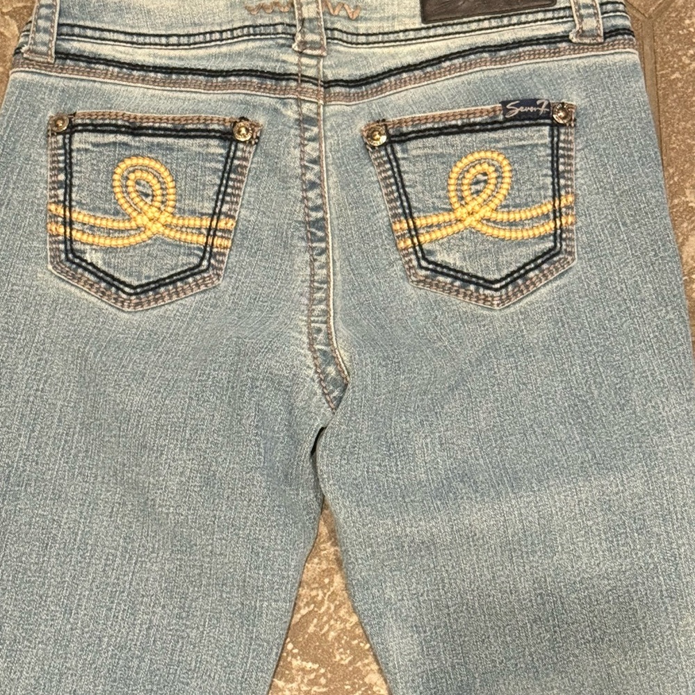 Seven 7 Women's Light Blue Denim Jeans Boot Cut Size 4 26" Inseam 5 Pockets $89 - Picture 3 of 8